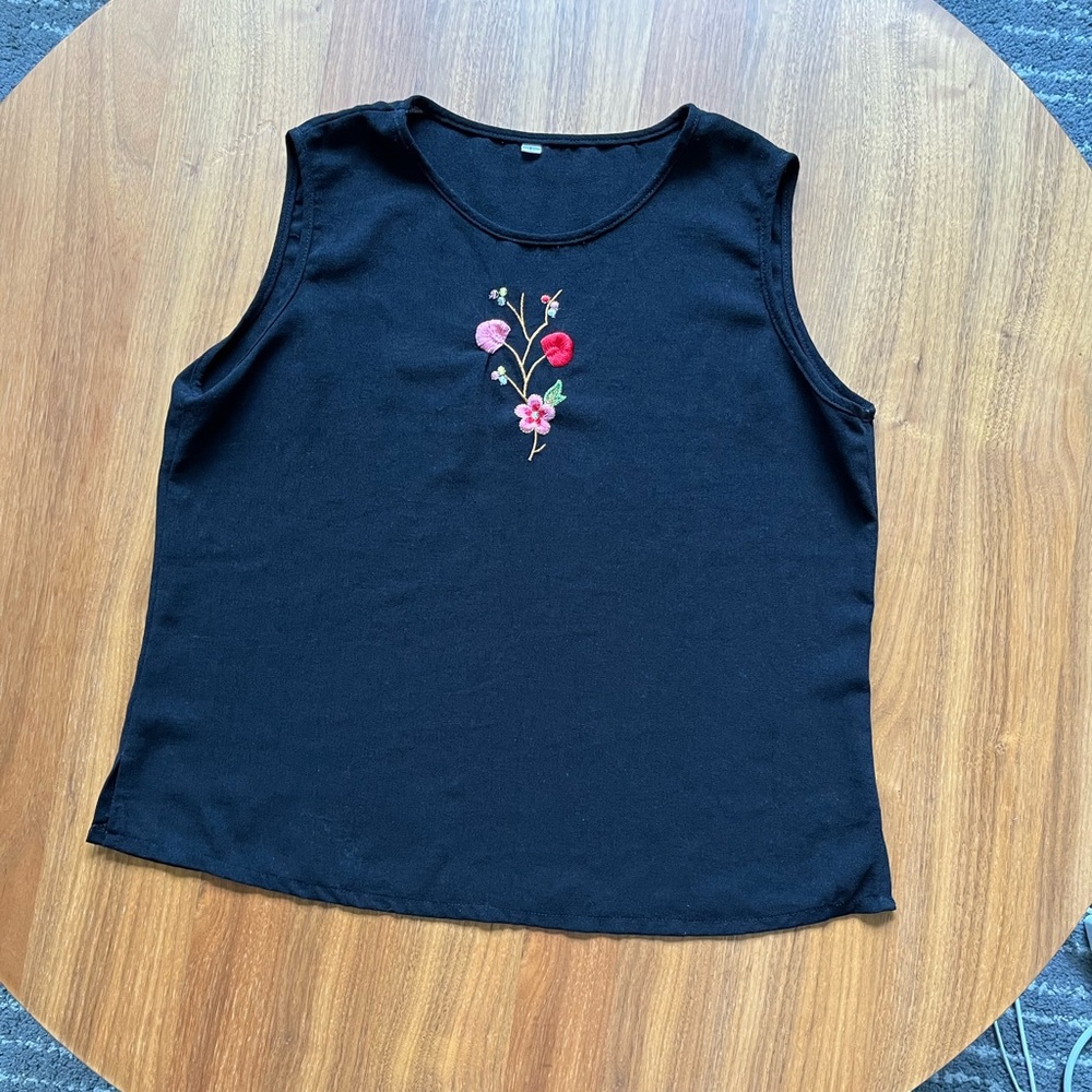 Black embroidered top